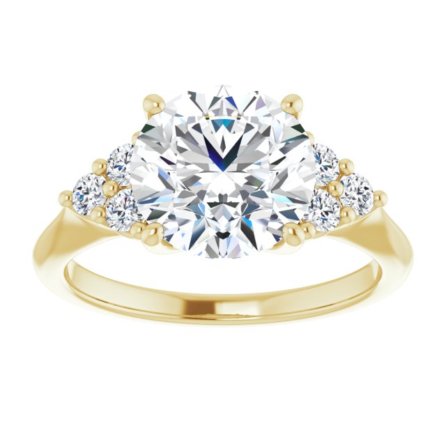 14K yellow gold 3CT Round Diamond Cluster Accent Stone Engagement Ring Setting variant--Round variant--1CT variant--14K-yellow-gold