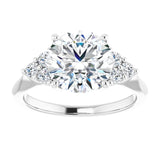 14K white gold 3CT Round Diamond Cluster Accent Stone Engagement Ring Setting variant--Round variant--1CT variant--14K-white-gold