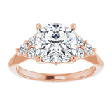 14K rose gold 3CT Cushion Diamond Cluster Accent Stone Engagement Ring Setting variant--Emerald variant--1CT variant--14K-yellow-gold