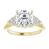 14K yellow gold 3CT Cushion Diamond Cluster Accent Stone Engagement Ring Setting variant--Emerald variant--1CT variant--14K-yellow-gold