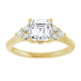 14K yellow gold 1CT Asscher Diamond Cluster Accent Stone Engagement Ring Setting variant--Asscher variant--3CT variant--14K-yellow-gold