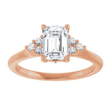 14K rose gold 1CT Emerald Diamond Cluster Accent Stone Engagement Ring Setting variant--Emerald variant--3CT variant--14K-rose-gold