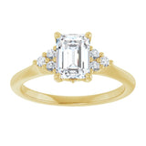 14K yellow gold 1CT Emerald Diamond Cluster Accent Stone Engagement Ring Setting variant--Emerald variant--3CT variant--14K-yellow-gold