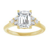 14K yellow gold 2CT Emerald Diamond Cluster Accent Stone Engagement Ring Setting variant--Emerald variant--4CT variant--14K-yellow-gold