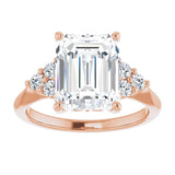 14K rose gold 4CT Emerald Diamond Cluster Accent Stone Engagement Ring Setting variant--Marquise variant--2CT variant--14K-rose-gold