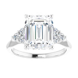 14K white gold 4CT Emerald Diamond Cluster Accent Stone Engagement Ring Setting variant--Marquise variant--2CT variant--14K-white-gold