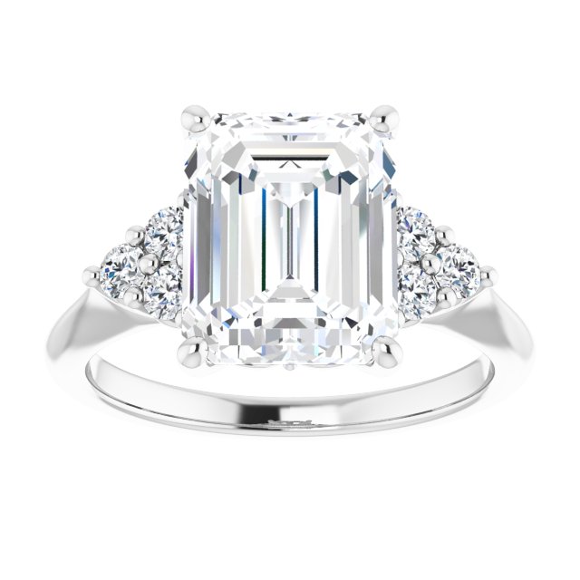 14K white gold 4CT Emerald Diamond Cluster Accent Stone Engagement Ring Setting variant--Marquise variant--2CT variant--14K-white-gold