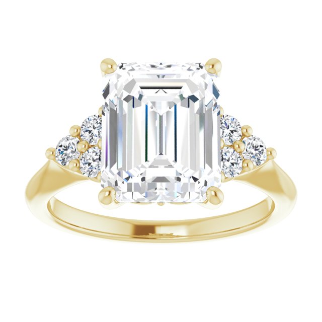 14K yellow gold 4CT Emerald Diamond Cluster Accent Stone Engagement Ring Setting variant--Marquise variant--2CT variant--14K-white-gold