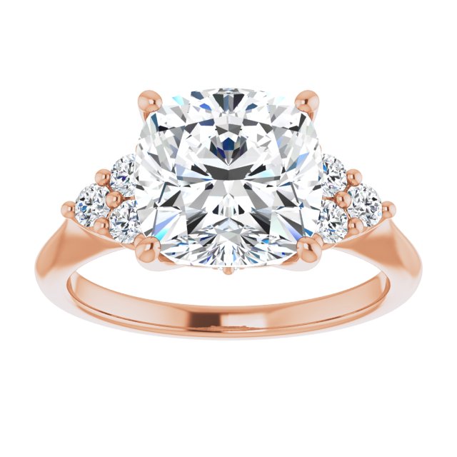 14K rose gold 4CT Cushion Diamond Cluster Accent Stone Engagement Ring Setting variant--Emerald variant--2CT variant--14K-rose-gold