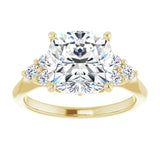 14K yellow gold 4CT Cushion Diamond Cluster Accent Stone Engagement Ring Setting variant--Emerald variant--2CT variant--14K-yellow-gold