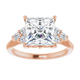 14K rose gold 3CT Square Diamond Cluster Accent Stone Engagement Ring Setting variant--Asscher variant--1CT variant--14K-rose-gold
