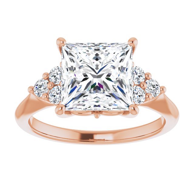 14K rose gold 3CT Square Diamond Cluster Accent Stone Engagement Ring Setting variant--Asscher variant--1CT variant--14K-rose-gold