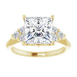 14K yellow gold 3CT Square Diamond Cluster Accent Stone Engagement Ring Setting variant--Asscher variant--1CT variant--14K-yellow-gold