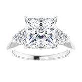 14K white gold 3CT Square Diamond Cluster Accent Stone Engagement Ring Setting variant--Asscher variant--1CT variant--14K-white-gold
