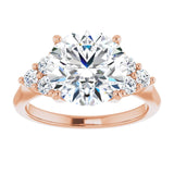 14K rose gold 4CT Round Diamond Cluster Accent Stone Engagement Ring Setting variant--Round variant--2CT variant--14K-rose-gold