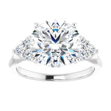 14K white gold 4CT Round Diamond Cluster Accent Stone Engagement Ring Setting variant--Round variant--2CT variant--14K-white-gold