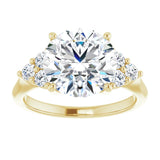 14K yellow gold 4CT Round Diamond Cluster Accent Stone Engagement Ring Setting variant--Round variant--2CT variant--14K-yellow-gold