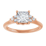 14K rose gold 1CT Square Diamond Cluster Accent Stone Engagement Ring Setting variant--Square variant--3CT variant--14K-rose-gold