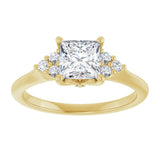 14K yellow gold 1CT Square Diamond Cluster Accent Stone Engagement Ring Setting variant--Square variant--3CT variant--14K-yellow-gold