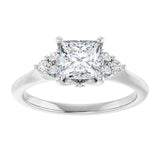 14K white gold 1CT Square Diamond Cluster Accent Stone Engagement Ring Setting variant--Square variant--3CT variant--14K-white-gold