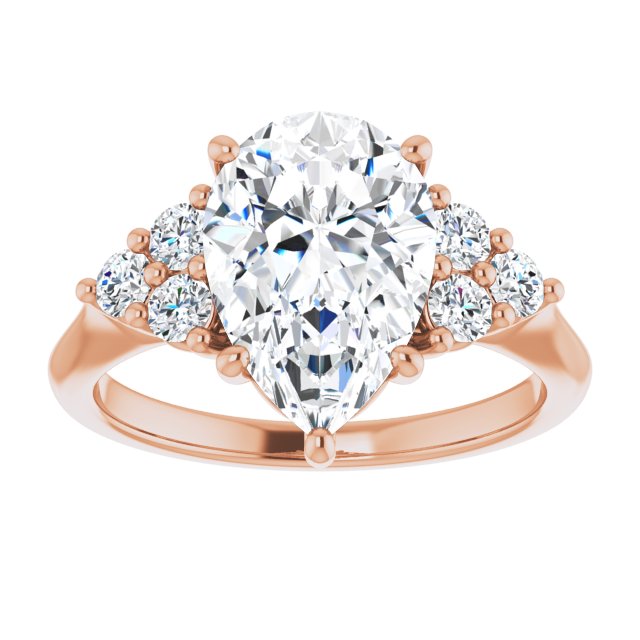 14K rose gold 3CT Pear Diamond Cluster Accent Stone Engagement Ring Setting variant--Pear variant--1CT variant--14K-rose-gold