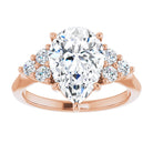 14K rose gold 3 CT Pear Diamond Cluster Accent Stone Engagement Ring Setting