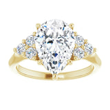 14K yellow gold 3CT Pear Diamond Cluster Accent Stone Engagement Ring Setting variant--Pear variant--1CT variant--14K-yellow-gold