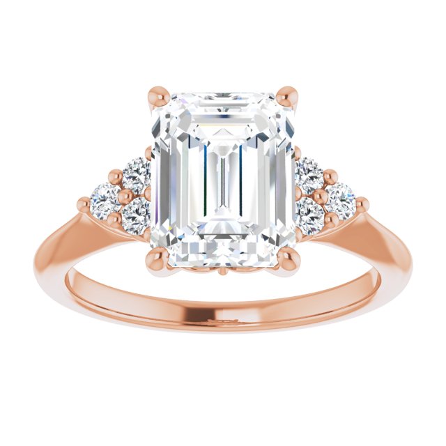 14K rose gold 3CT Emerald Diamond Cluster Accent Stone Engagement Ring Setting variant--Marquise variant--1CT variant--14K-rose-gold