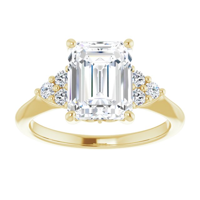 14K yellow gold 3CT Emerald Diamond Cluster Accent Stone Engagement Ring Setting variant--Marquise variant--1CT variant--14K-yellow-gold
