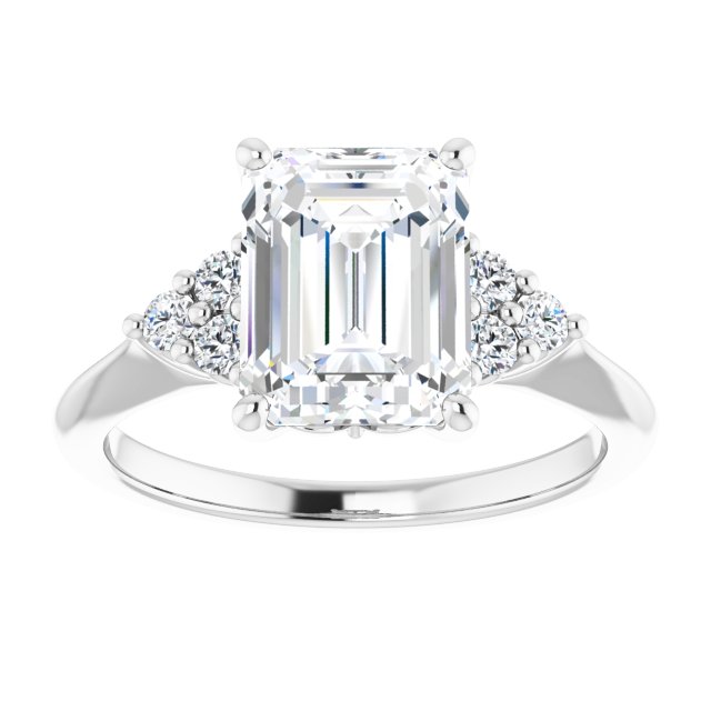14K white gold 3CT Emerald Diamond Cluster Accent Stone Engagement Ring Setting variant--Marquise variant--1CT variant--14K-white-gold