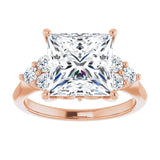 14K rose gold 4CT Square Diamond Cluster Accent Stone Engagement Ring Setting variant--Asscher variant--2CT variant--14K-rose-gold