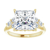 14K yellow gold 4CT Square Diamond Cluster Accent Stone Engagement Ring Setting variant--Asscher variant--2CT variant--14K-yellow-gold