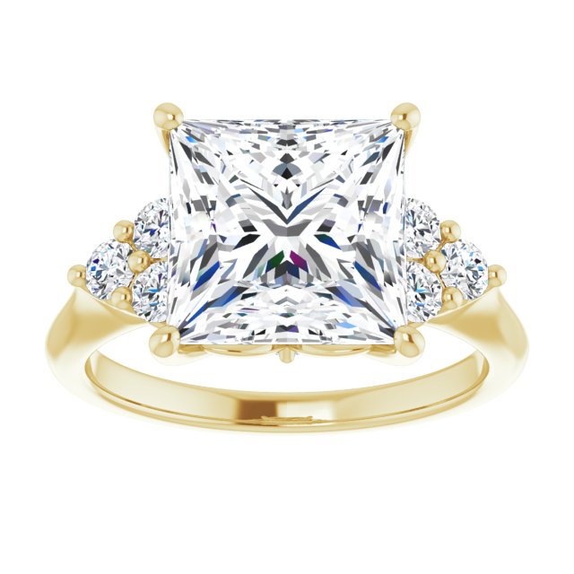 14K yellow gold 4CT Square Diamond Cluster Accent Stone Engagement Ring Setting variant--Asscher variant--2CT variant--14K-yellow-gold