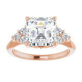14K rose gold 3CT Asscher Diamond Cluster Accent Stone Engagement Ring Setting variant--Cushion variant--1CT variant--14K-rose-gold