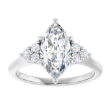 14K white gold 2CT Marquise Diamond Cluster Accent Stone Engagement Ring Setting variant--Marquise variant--2CT variant--14K-white-gold