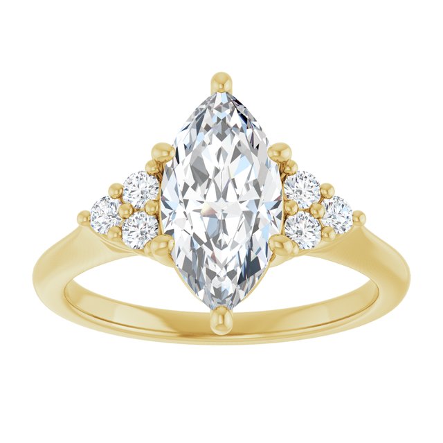 14K yellow gold 2CT Marquise Diamond Cluster Accent Stone Engagement Ring Setting variant--Marquise variant--2CT variant--14K-white-gold