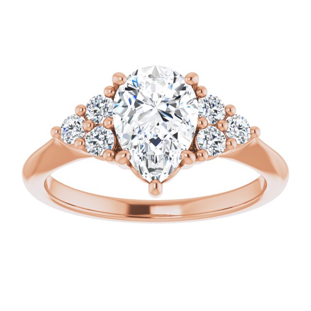 14K rose gold 2CT Pear Diamond Cluster Accent Stone Engagement Ring Setting variant--Marquise variant--2CT variant--14K-white-gold