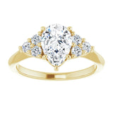 14K yellow gold 2CT Pear Diamond Cluster Accent Stone Engagement Ring Setting variant--Marquise variant--2CT variant--14K-white-gold