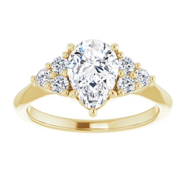 14K yellow gold 2CT Pear Diamond Cluster Accent Stone Engagement Ring Setting variant--Marquise variant--2CT variant--14K-white-gold