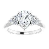 14K white gold 2CT Pear Diamond Cluster Accent Stone Engagement Ring Setting variant--Marquise variant--2CT variant--14K-white-gold