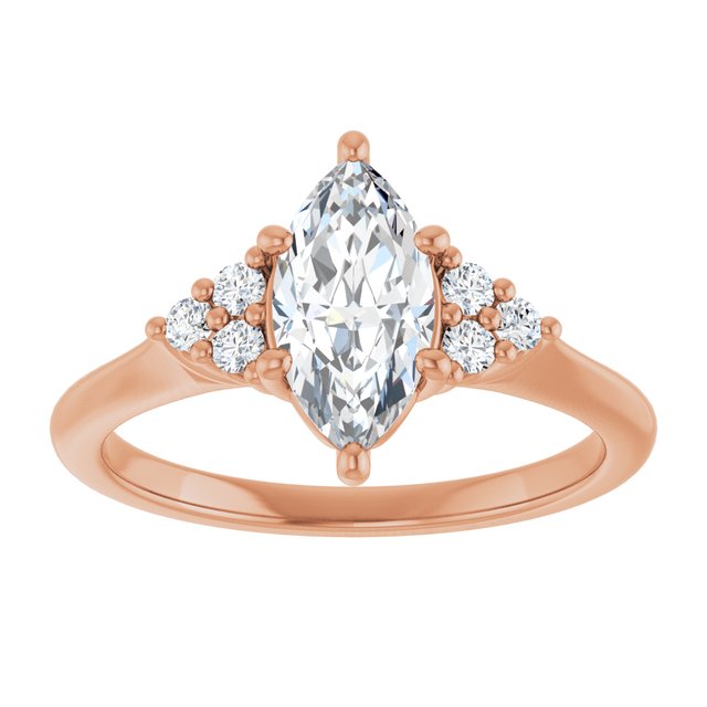 14K rose gold 1CT Marquise Diamond Cluster Accent Stone Engagement Ring Setting variant--Marquise variant--2CT variant--14K-white-gold