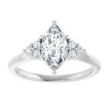 14K white gold 1CT Marquise Diamond Cluster Accent Stone Engagement Ring Setting variant--Marquise variant--2CT variant--14K-white-gold