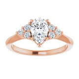 14K rose gold 1CT Pear Diamond Cluster Accent Stone Engagement Ring Setting variant--Marquise variant--2CT variant--14K-white-gold