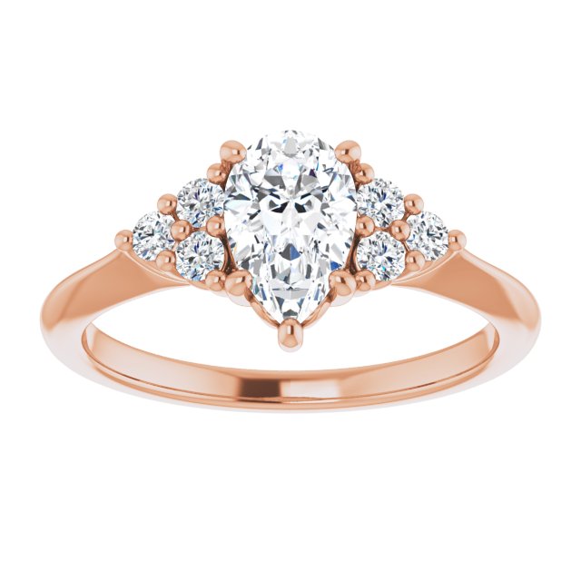 14K rose gold 1CT Pear Diamond Cluster Accent Stone Engagement Ring Setting variant--Marquise variant--2CT variant--14K-white-gold