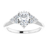 14K white gold 1CT Pear Diamond Cluster Accent Stone Engagement Ring Setting variant--Marquise variant--2CT variant--14K-white-gold
