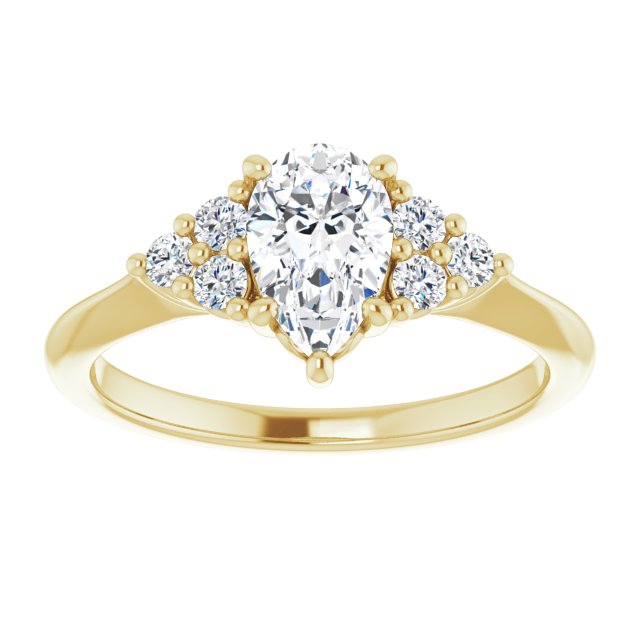 14K yellow gold 1CT Pear Diamond Cluster Accent Stone Engagement Ring Setting variant--Marquise variant--2CT variant--14K-white-gold