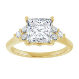 14K yellow gold 2CT Square Diamond Cluster Accent Stone Engagement Ring Setting variant--Square variant--4CT variant--14K-white-gold