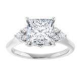 14K white gold 2CT Square Diamond Cluster Accent Stone Engagement Ring Setting variant--Square variant--4CT variant--14K-white-gold