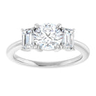 14K White 6.5 mm Round Engagement Ring Mounting 