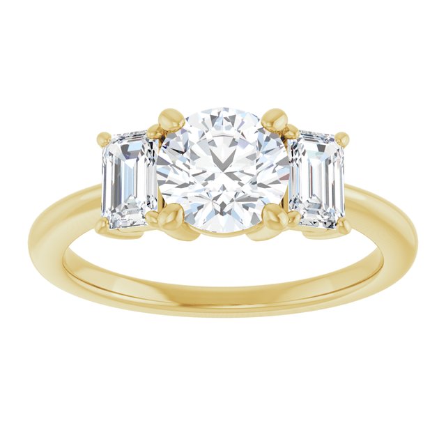 14K Yellow 6.5 mm Round Engagement Ring Mounting variant--Round variant--1CT variant--14K-yellow-gold